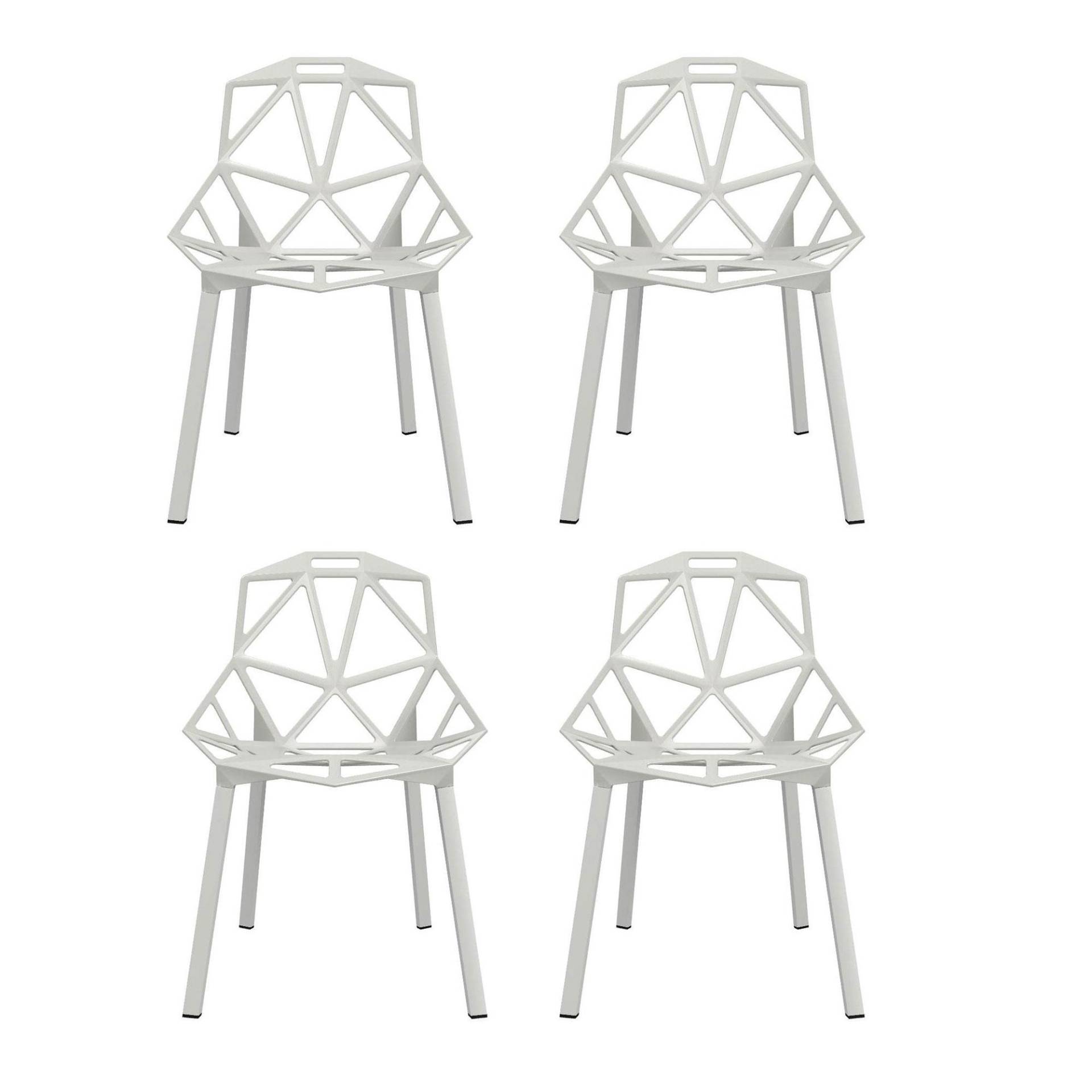 Magis - Chair One Stuhl stapelbar 4er Set - weiß/Gestell Profilaluminium lackiert/BxHxT 55x82x59cm von Magis