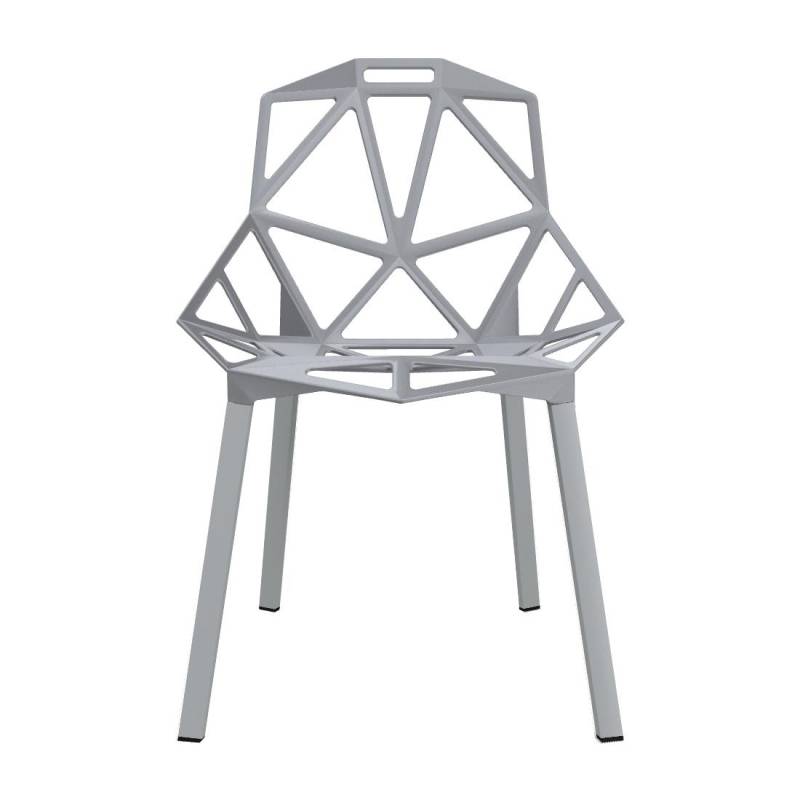 Magis - Chair One Stuhl stapelbar - grau/BxHxT 55x82x59cm/Titan und Polyester fluoriert lackiert/Gestell Profilaluminium lackiert von Magis