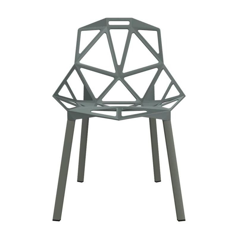 Magis - Chair One Stuhl stapelbar - grau-grün/BxHxT 55x82x59cm/Titan und Polyester fluoriert lackiert/Gestell Profilaluminium lackiert von Magis