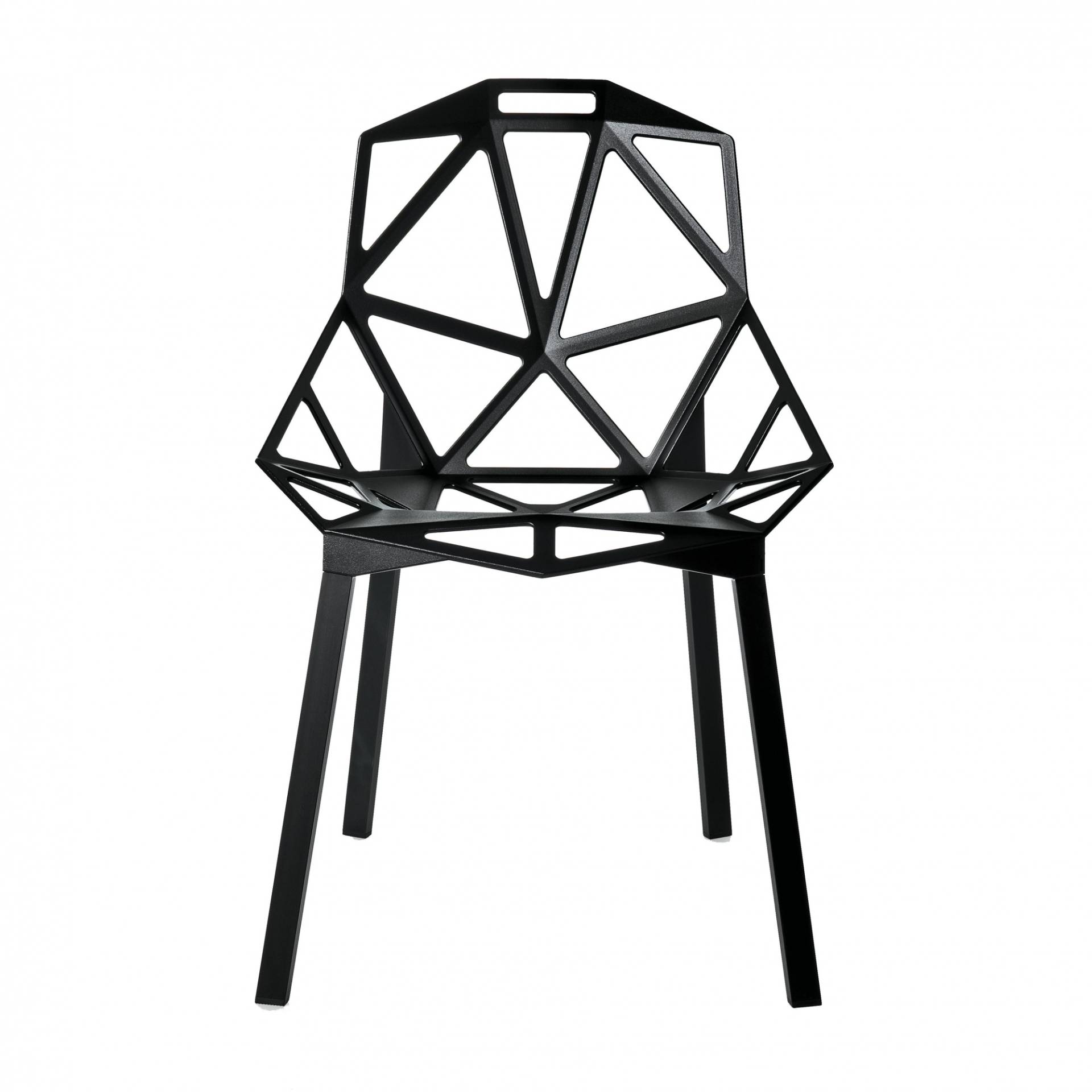 Magis - Chair One Stuhl stapelbar - schwarz/BxHxT 55x82x59cm/Titan und Polyester fluoriert lackiert/Gestell Profilaluminium schwarz eloxiert von Magis