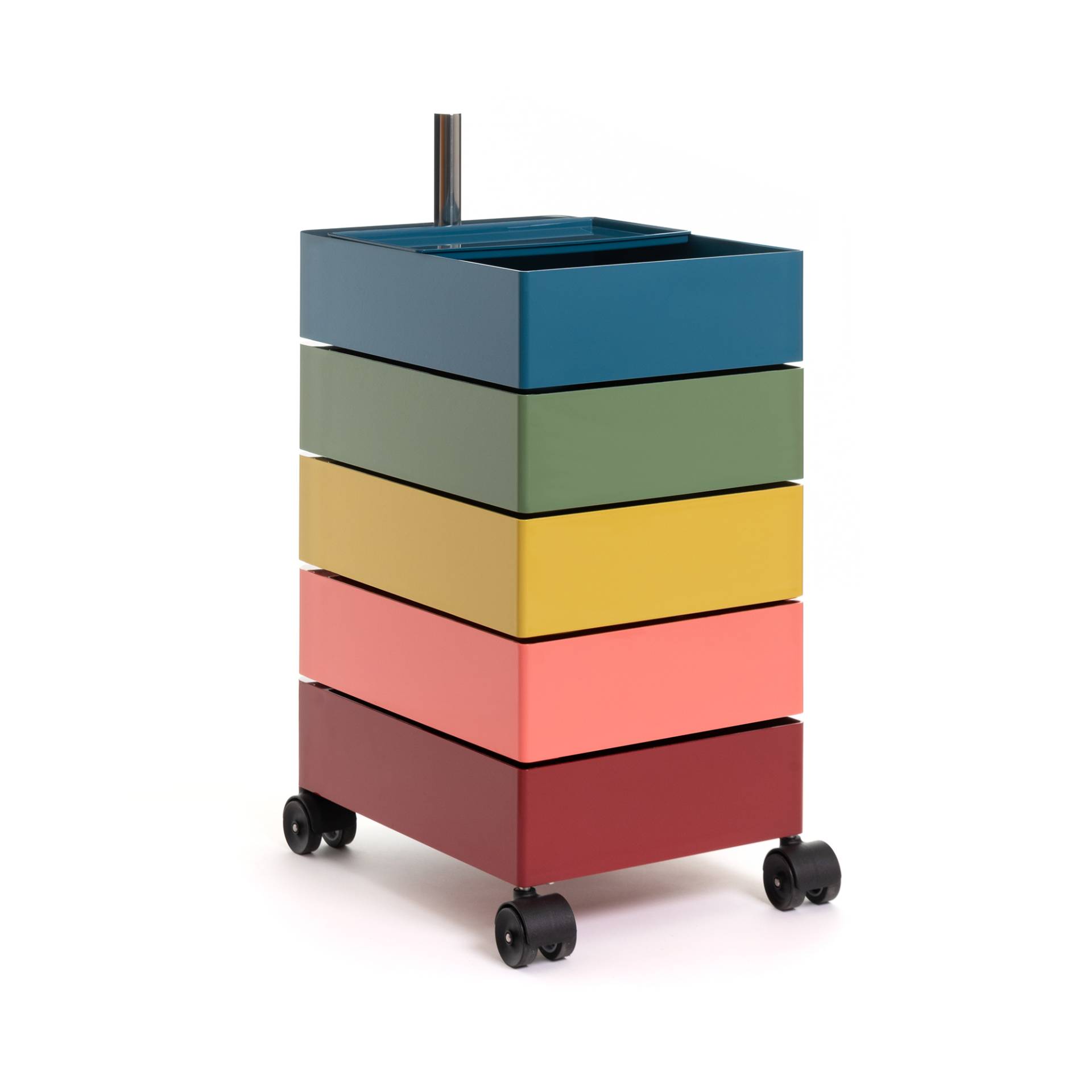 Magis - Limited Edition 360° Container mit Rollen - mehrfarbig/glänzend/Rollen schwarz/BxHxT 35x72x46cm/inkl. Tablett/5 Schubladen von Magis