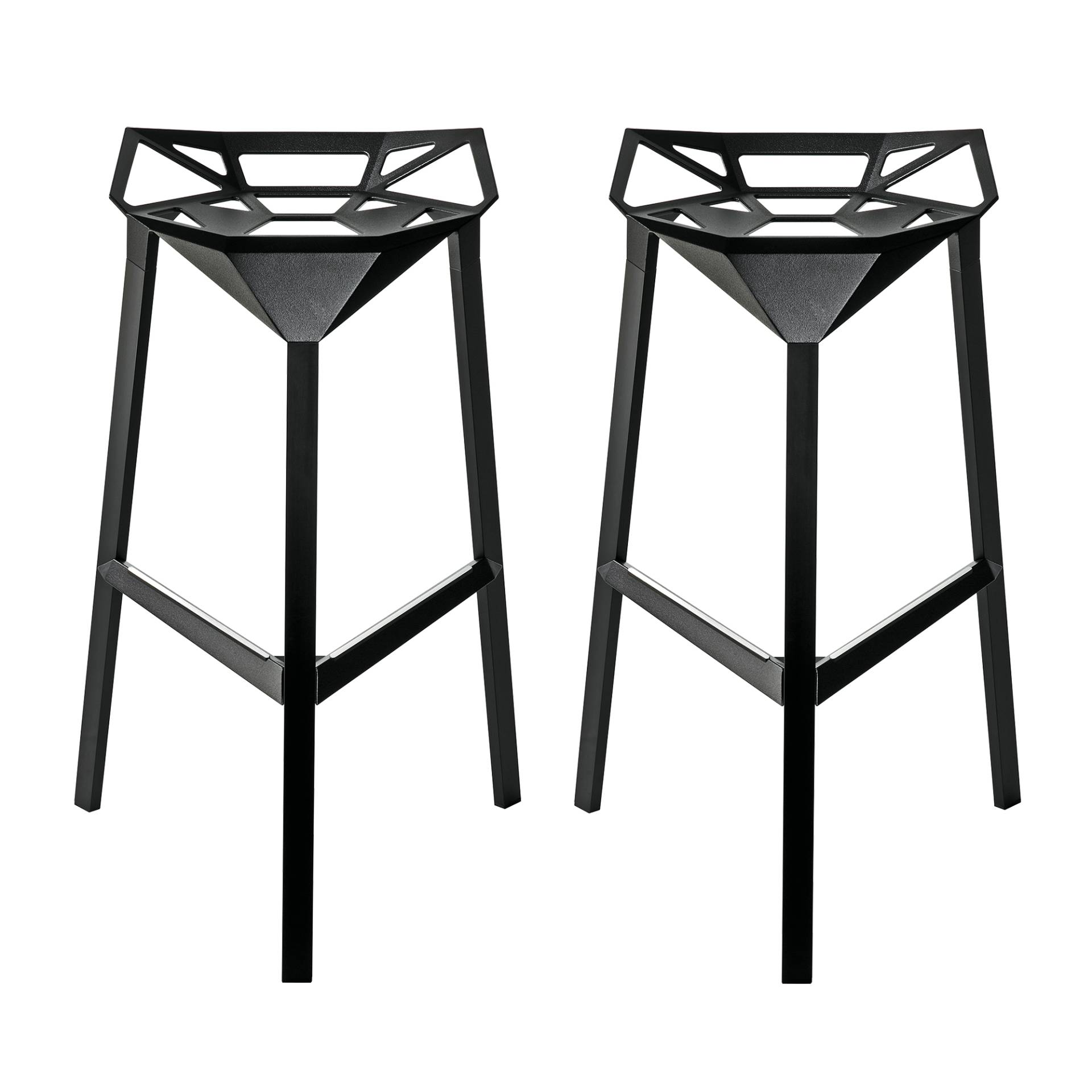 Magis - Stool One Hocker H 74cm 2er Set - schwarz/eloxiert/BxHxT 53,5x74x46cm von Magis