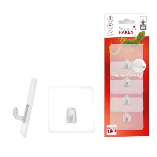 Magische Haken - Entdecke die Magie! Magische Haken Klein: 4er-Set - Original Transparente selsbthaftende Haken, selbsthaftend & extra stark. Perfekt für Zuhause & Büro von Magische Haken