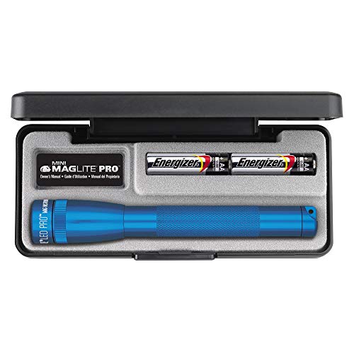 LED Mini Maglite Pro Taschenlampe 226 Lumen, SP2P117, im Etui mit 2 Mignon-Batterien, Blau von Maglite