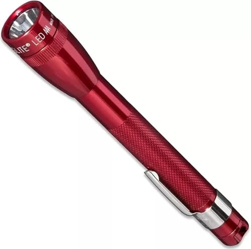 Mag-Lite LED Mini AAA Taschenlampe bis zu 84 Lumen, 12,5 cm, inkl. 2 Micro-Batterien und Taschenclip, rot, SP32036 von Maglite