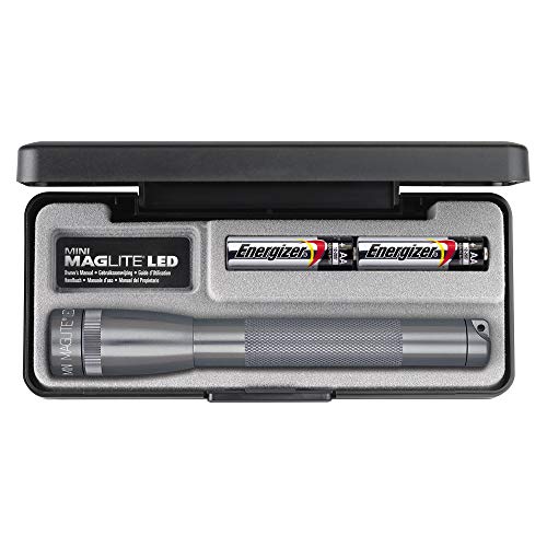 Mag-Lite SP22097F Mini Maglite 2AA Multimode Hochleistungs-LED-Taschenlampe, 17 cm titan-grau inkl. 2 Mignon-Batterien im Etui von Maglite