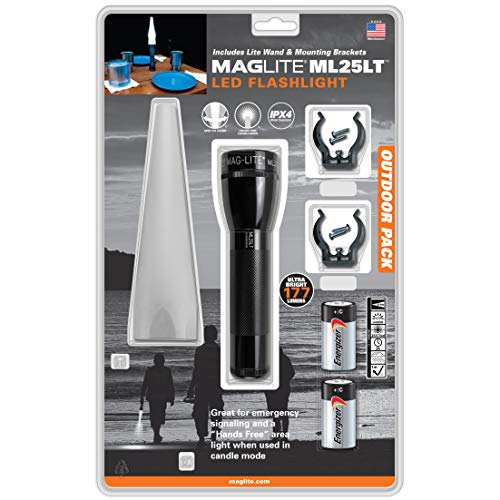 MagLite ML25LT LED 2C Taschenlampe schwarz Outdoor Pack mit Stabaufsatz Weiß ML25LTJ2TQG von Maglite
