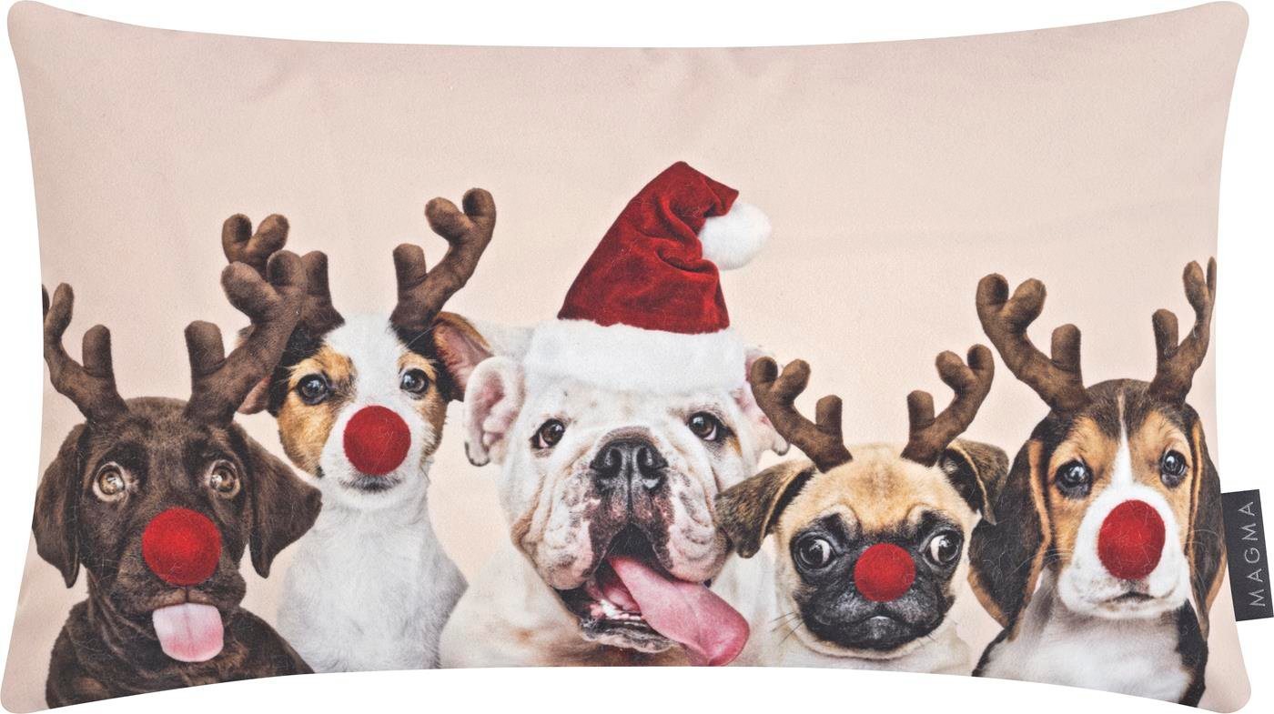 Kissenbezug lustige Hunde verkleidet 30x50cm Weihnachten Xmas Wendekissen, Magma Heimtex (1 Stück), beidseitig bedruckt von Magma Heimtex