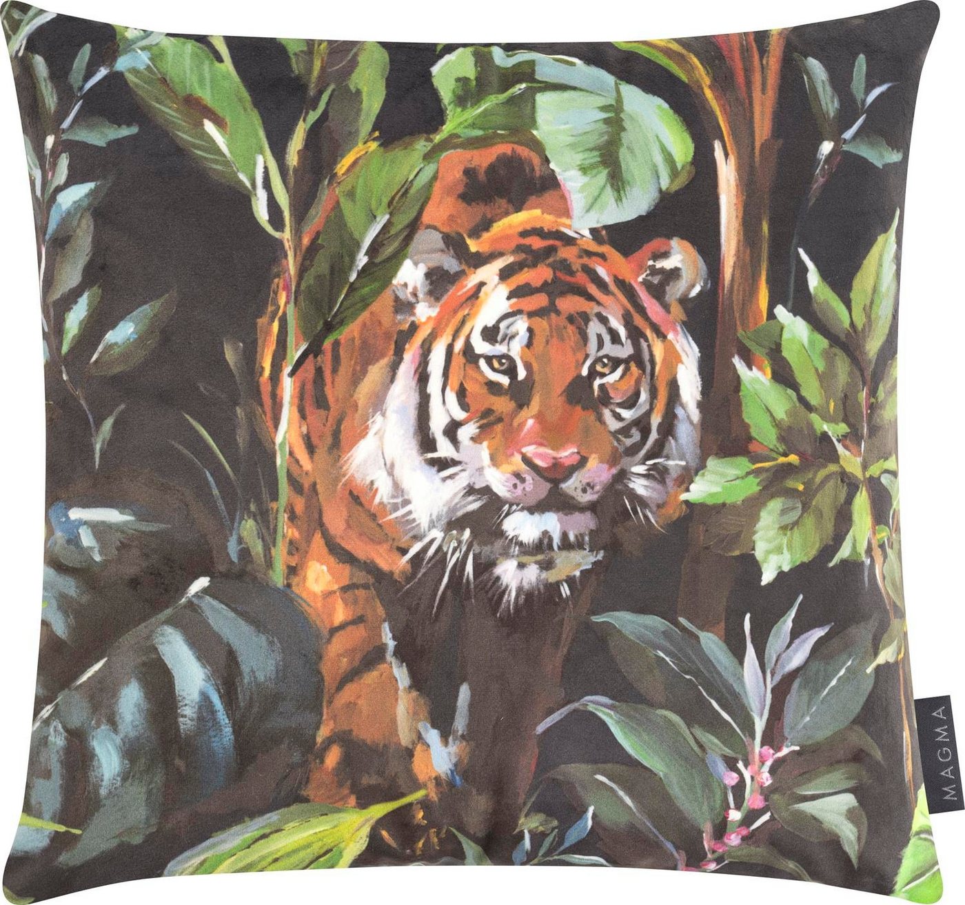 Kissenhülle Tiger im Dschungel Kissenhülle Kissenbezug Nalani 40x40cm samtig weich kuschelig Digitaldruck beidseitig, Magma Heimtex von Magma Heimtex