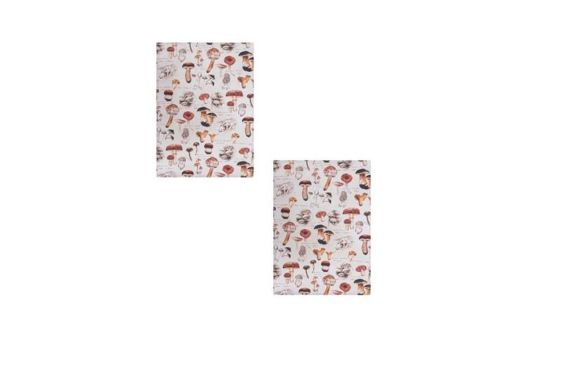 Magma Heimtex Geschirrtuch 2er Set Pilze Digitaldruck 50x70cm Landhausstil Vintage Retro, (Spar Set, 2-tlg., 2 x Geschirrtücher), Vorderseite bedruckt mit Pilze saugfähig von Magma Heimtex