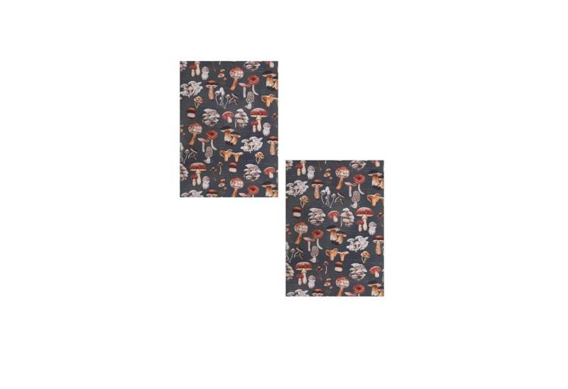 Magma Heimtex Geschirrtuch 2er Set Pilze Digitaldruck 50x70cm Landhausstil Vintage Retro, (Spar Set, 2-tlg., 2 x Geschirrtücher), Vorderseite bedruckt mit Pilze saugfähig von Magma Heimtex