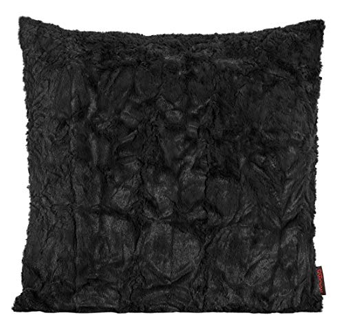 Magma Kissenhülle Fluffy - 40 x 40 cm - Plüsch Kissenhülle Felloptik - sehr flauschig und kuschelig - in vielen Farben, Farbe:Magma_schwarz_001 von Magma-Heimtex