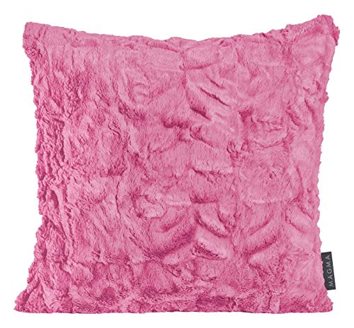 Magma Kissenhülle Fluffy - 40 x 40 cm - Plüsch Kissenhülle Felloptik - sehr flauschig und kuschelig - in vielen Farben (Magma_pink_052) von Magma-Heimtex