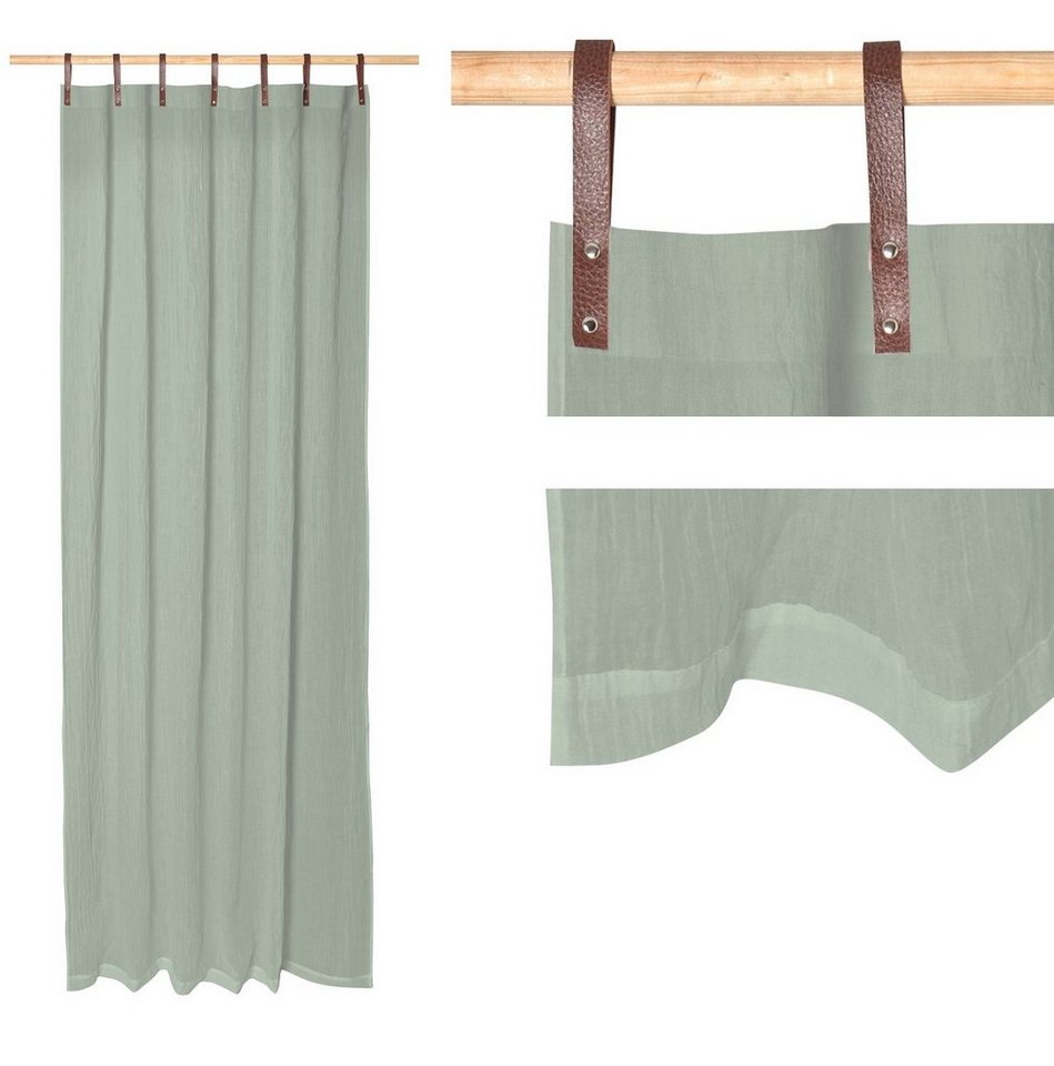 Magma Heimtex Vorhang Schlaufenschals Lederschlaufen - 2er Set - 135 x 245 cm Evi, Schlaufe (2 St), transparent, durchsichtig, Leinen Look, nicht blickdicht, nicht lichtecht von Magma Heimtex