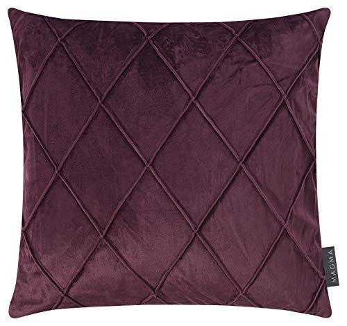 2er Set Nobless Kissenhüllen Magma ca. 40x40 cm oder 50x50 cm samtig weich kuschelig einfarbig Rautenmuster Doppelpack (40 x 40, weinrot_055) von MAGMA