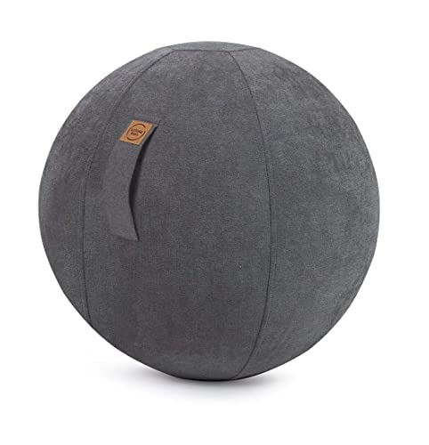 Sitzball Alfa Velour Magma - Sitting Ball - Größe 65 cm Ø Sitzmöbel Wohnaccessoire mit Griff Farbe anthrazit von Magma Heimtexil
