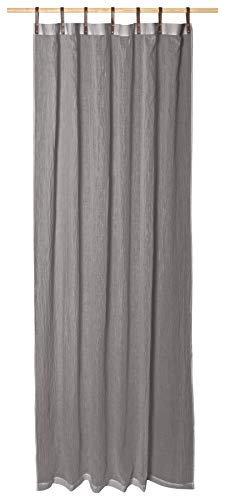 Schlaufenschals mit Lederschlaufen - 2er Set - 135 x 245 cm - Vorhänge - Gardinen - Evi von Magma - in vielen Farben (Magma_Mittelgrau_005) von Magma