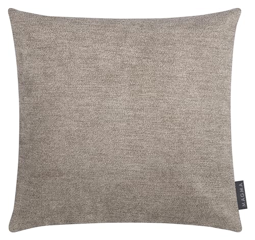 Magma Alfa Kissenbezug 40x40 cm - braun,- samtig weich kuscheliger Velour Look, rechteckiger Kissenbezug, für Wohnzimmer, Schlafzimmer, Büro und Gästezimmer Waschbar von MAGMA