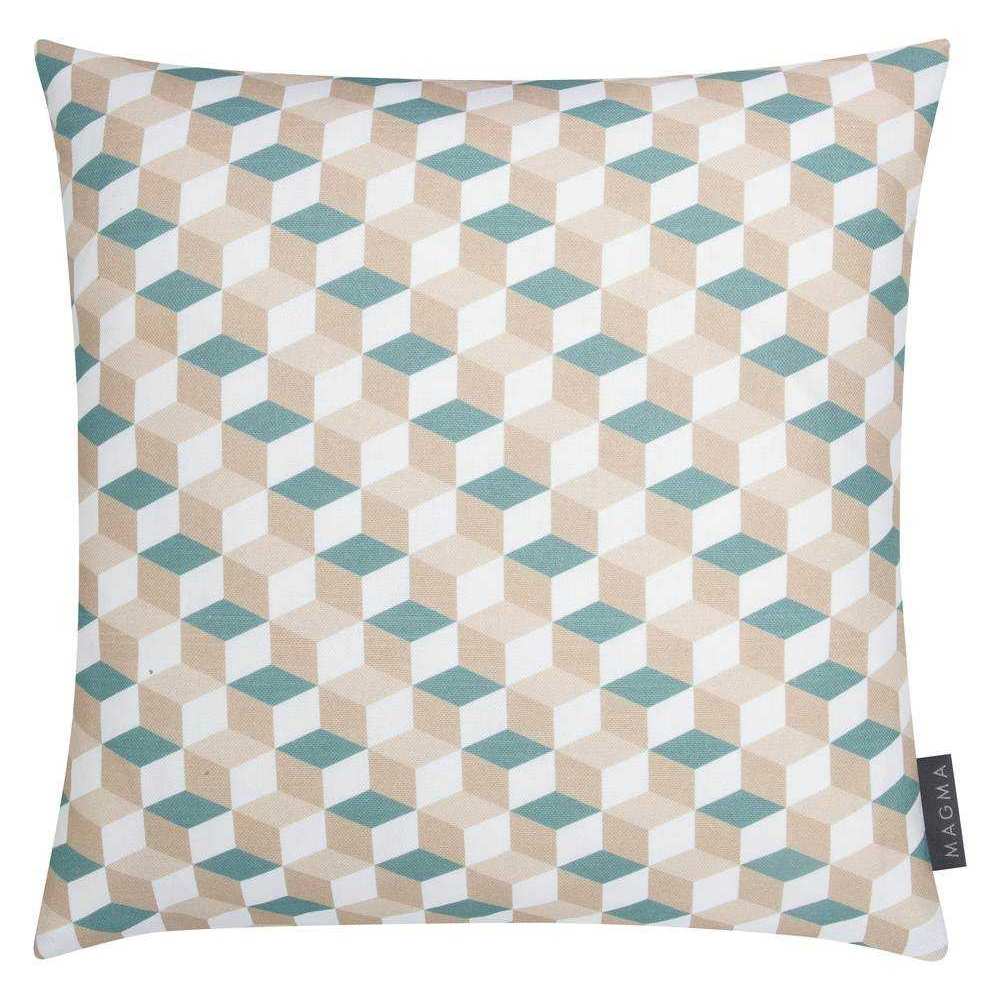 Magma Baumwolle Kissenhülle Dreiecke Blush Aqua 40x40 cm von Magma