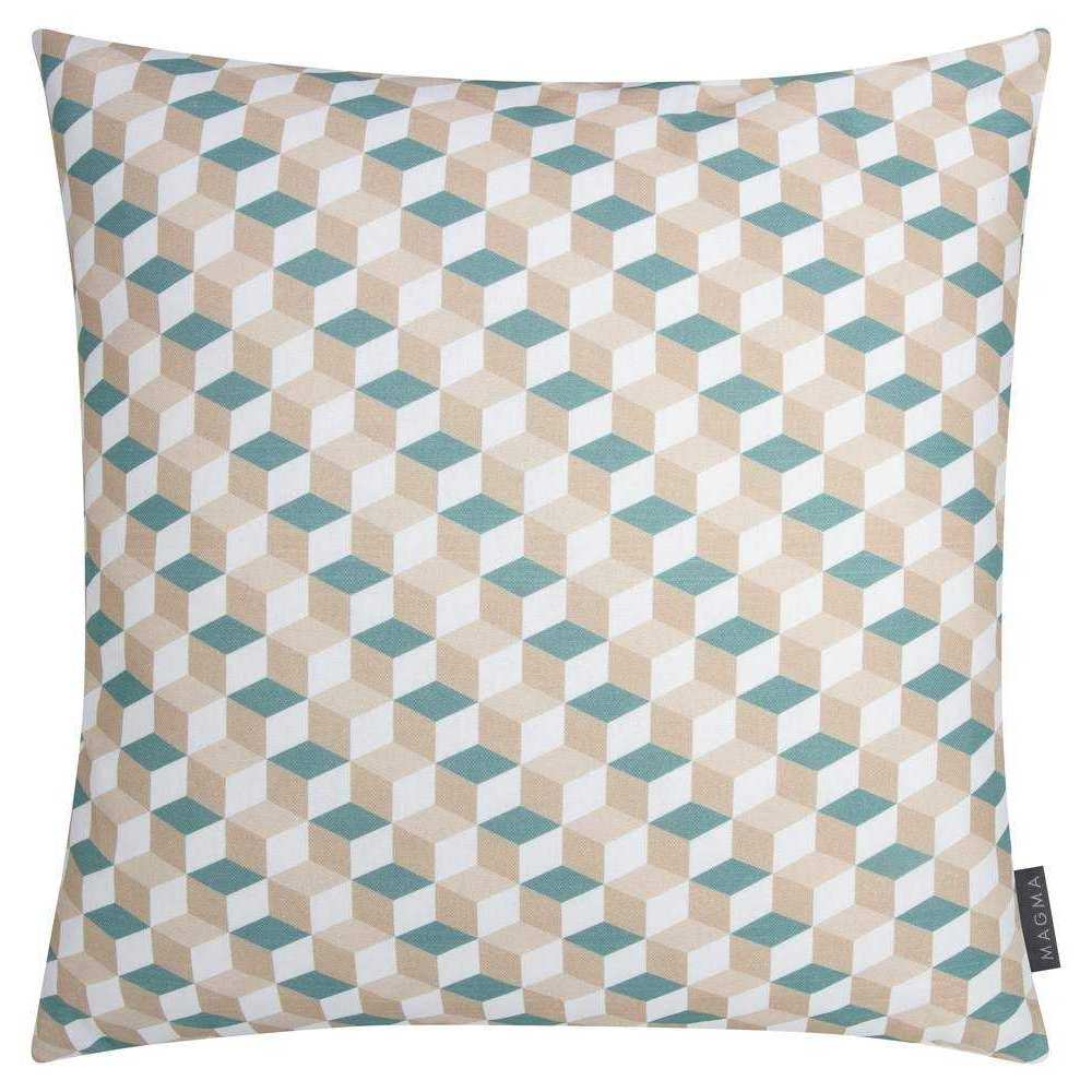 Magma Baumwolle Kissenhülle Dreiecke Blush Aqua 50x50 cm von Magma