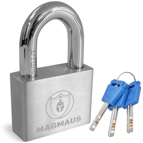 Magmaus® PDL/50 [Nicht Rostend] Schweres Vorhängeschloss für den Außenbereich wetterfest - [10mm Anti-Cut-Bügel] - [Hochsicherheitsschutz] - Ideales Tor- oder Schuppenschloss (50 mm) von Magmaus
