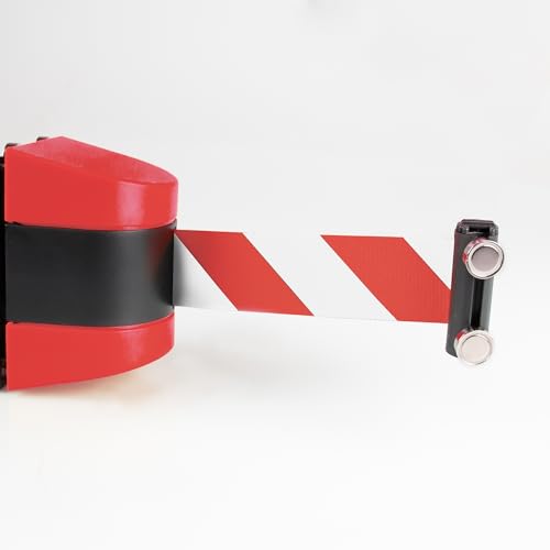 Absperrband mit starken Magneten | aufrollbar | Ideal für Absperrungen | Rot-Weiß (7,7m) von Magna-C