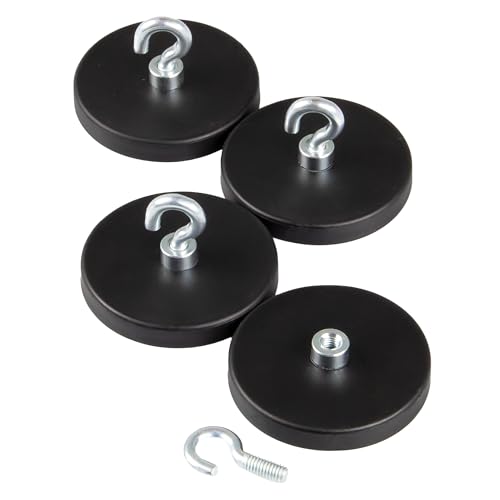 Magna-C® 4 Stück extrem starke Neodym-Magnete mit gummierter Hülle | wasserfest | Ø43 x 6mm mit Haken | Haftkraft 10KG von Magna-C