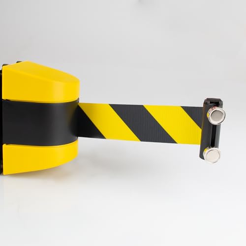 Magna-C® Absperrband mit starken Magneten | aufrollbar | Ideal für Absperrungen | Schwarz-Gelb | 4,6m von Magna-C