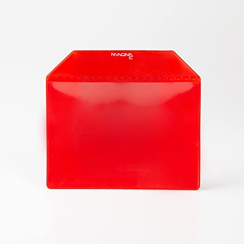 Magna-C® Magnet-Tasche mit starkem Magnetband | 155 x 110mm | DIN A6 | Rot | Ideal zur Dokumentenaufbewahrung von Magna-C