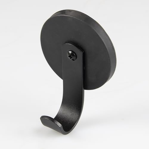Magna-C® Magnethaken mit gummierter Hülle | matt-schwarz | mit Metallhaken | Neodym-Hakenmagnet für Camping, Haushalt und Werkstatt extrem Haftstark (Ø66mm) von Magna-C