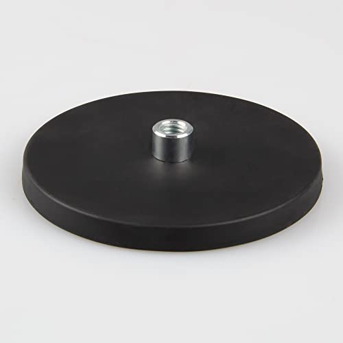 Magna-C® Neodym-Magnet gummiert schwarz | Magnet mit Gewinde | Ø88 x 8,5mm mit M8 x 8,5mm Gewinde | extrem starke Haftkraft (55KG) | Ideal für lackierte Flächen von Magna-C