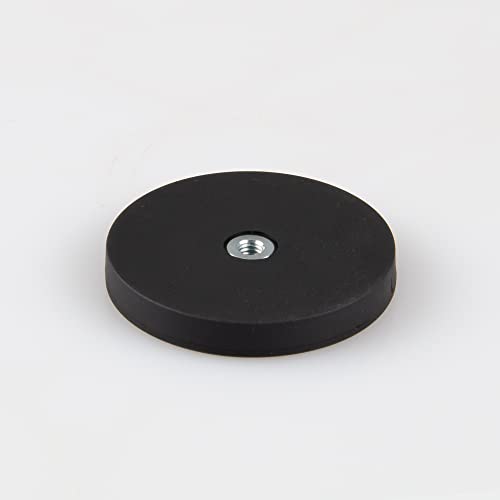 Magna-C® Neodym-Magnet gummiert schwarz | Magnet mit M4 Innengewinde | Ø43 x 6mm | Haftkraft 10KG | Ideal für lackierte Flächen von Magna-C