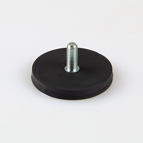 Magna-C® Neodym-Magnet gummiert schwarz | Magnet mit Gewinde | Ideal für lackierte Flächen | Haftkraft 10KG | Ø43 x 6mm mit M6x15mm Gewinde von Magna-C