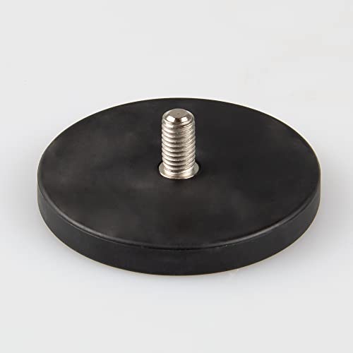 Magna-C® Neodym-Magnet gummiert schwarz | Magnet mit Gewinde | Ideal für lackierte Flächen | Haftkraft 3,7KG | Ø66 x 8,5mm mit M8x15mm Gewinde von Magna-C