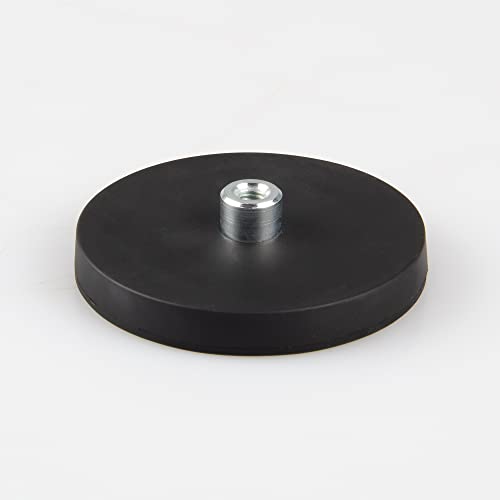 Magna-C® Neodym-Magnet gummiert schwarz | Magnet mit Gewinde | Ø57 x 7,6mm mit M5 x 6,9mm Gewinde | Haftkraft 20KG | Ideal für lackierte Flächen von Magna-C