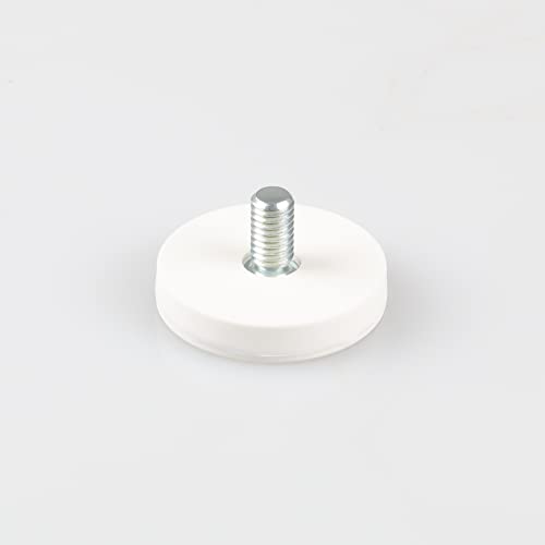 Magna-C® Neodym-Magnet gummiert weiß | Magnet mit Gewinde M6 | Ideal für lackierte Flächen | mit Gewindezapfen | Haftkraft 8,9KG | Ø31 x 6mm von Magna-C