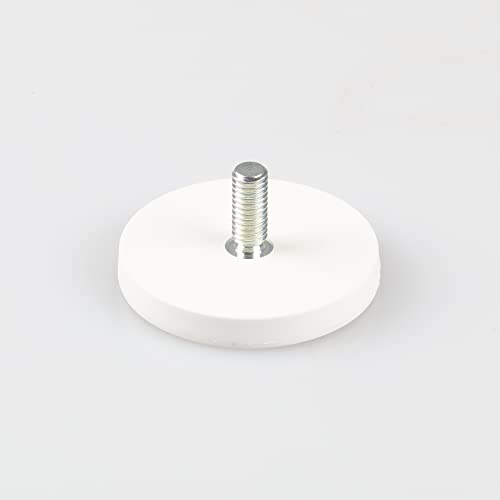 Magna-C® Neodym-Magnet gummiert weiß | Magnet mit Gewinde M6 | Ideal für lackierte Flächen | mit Gewindezapfen | Haftkraft 10KG | Ø43 x 6mm von Magna-C