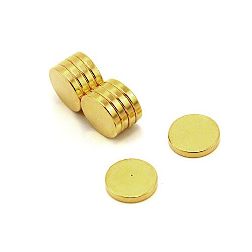 Gold Plattierter Therapie - Magnet Mit Grübchen Auf Nordwand Für Magnettherapie und Schmerzlinderung - 12mm Durchmesser x 2mm Dick - Packung von 100 von Magnet Expert