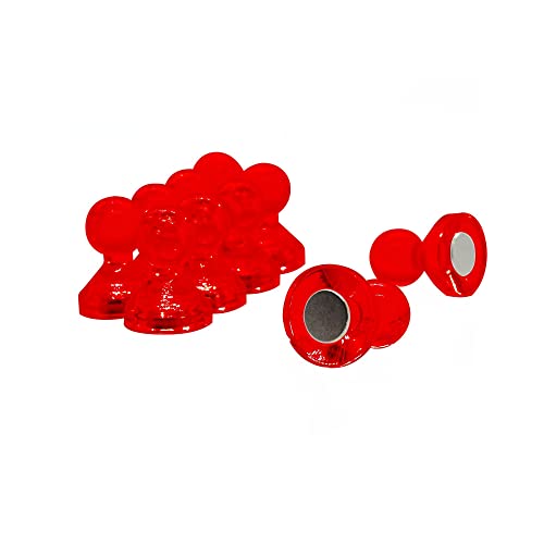 Mittel Roter Acryl - Push - Stiftmagnet Für Kühlschrank, Whiteboard, Ahnung 15mm x 21mm Hoch - Packung von 100 von Magnet Expert