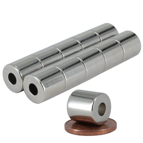 [10 Stück] Neodym Magnet N52 Ringmagnete extra stark Magnetring Magnete Mit 4mm Loch Bohrung Runder Ring 10mm x 10mm Scheiben Flach Rund von Magnet-Kauf
