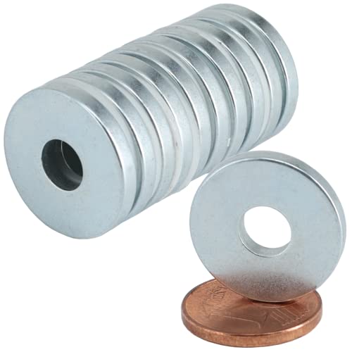[10 Stück] Neodym Magnet Ringmagnete extra stark Magnetring Magnete Mit 6mm Loch Bohrung Runder Ring 18mm x 2,5mm Scheiben Flach Rund von Magnet-Kauf