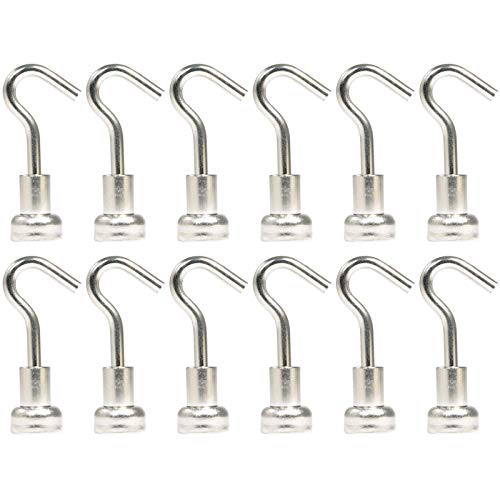 [12 Stück] Magnethaken - Neodym Magnet Haken - 10mm - 2,5 KG extra Stark -Topfmagnet mit Gewinde M3- Magnethalter mit Haken zum aufhängen - Runde Flachgreifer von Magnet-Kauf