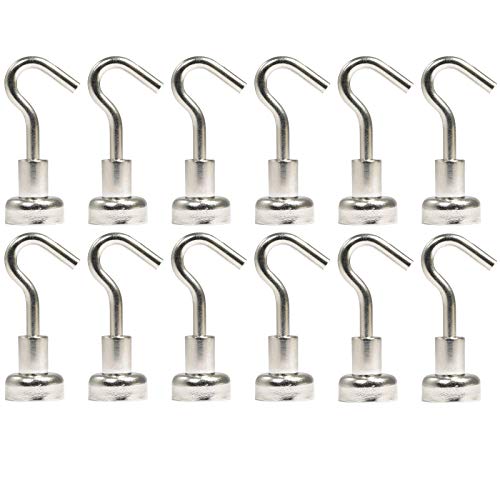 [12 Stück] Magnethaken - Neodym Magnet Haken - 12mm - 3 KG extra Stark -Topfmagnet mit Gewinde M3- Magnethalter mit Haken zum aufhängen - Runde Flachgreifer von Magnet-Kauf