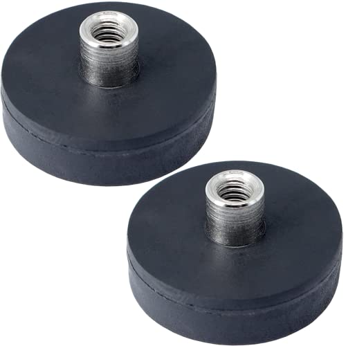 2 Stück Neodym Magnete Gummiert D 22mm Mit M4 Gewindebuchse 5 KG Zugkraft Topfmagnet Gummi Runde Magnete mit Gewinde für Schrauben Öse oder Haken von Magnet-Kauf