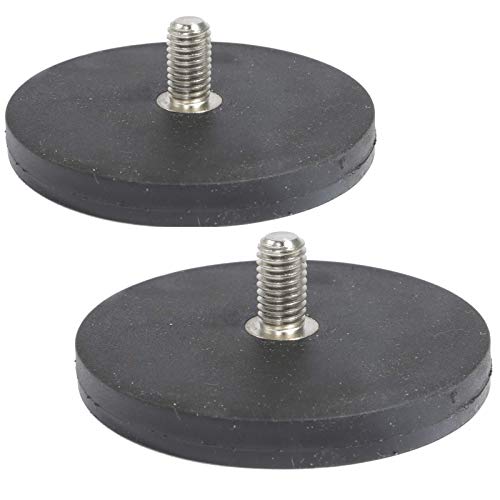 2 Stück Neodym Magnete Gummiert D 66mm Mit M8 Außengewinde 22 KG Zugkraft Flachgreifer Magnet Scheibe Topfmagnet Gummi Runde Magnete mit Gewinde für Schrauben Öse oder Haken von Magnet-Kauf