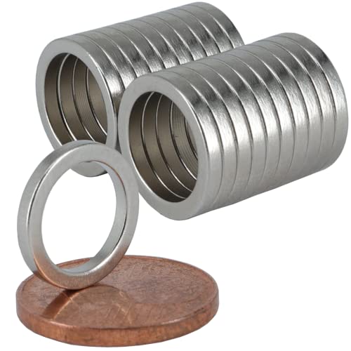 [20 Stück] Neodym Magnet N52 Ringmagnete extra stark Magnetring Magnete Mit 9mm Loch Bohrung Runder Ring 12mm x 1,5mm Scheiben Flach Rund von Magnet-Kauf