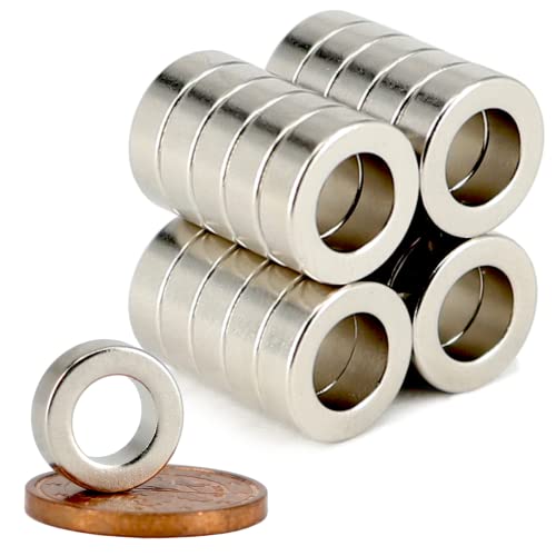 [20 Stück] Neodym Magnet Ringmagnete extra stark Magnetring Magnete Mit 6mm Loch Bohrung Runder Ring 10mm x 3mm Scheiben Flach Rund von Magnet-Kauf