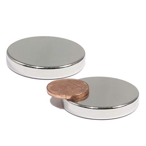 2x Neodym Magnet N52 Scheibe 30x5mm - 15 KG Extra Stark - Super Magnetscheibe 30mm Durchmesser - Neodym Magnete Rund Groß von Magnet-Kauf