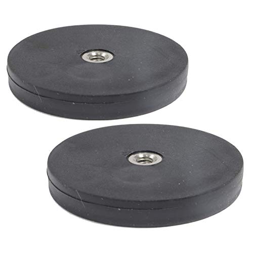 2x Neodym Magnete Gummiert Ø 43mm Mit M4 Gewindebohrung 15 KG Zugkraft Flachgreifer Magnet Scheibe Topfmagnet Gummi Runde Magnete mit Gewinde für Schrauben Öse oder Haken von Magnet-Kauf