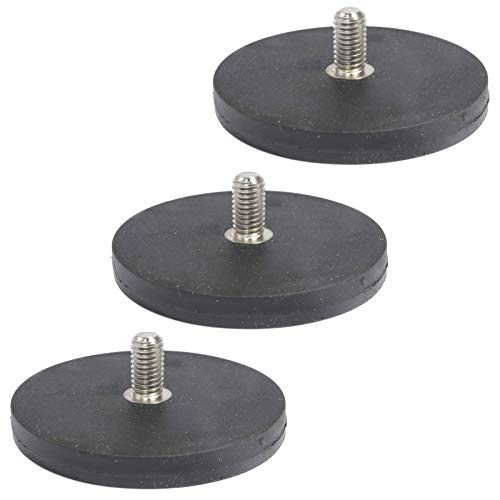 3 Stück Neodym Magnete Gummiert D 66mm Mit M8 Außengewinde 22 KG Zugkraft Flachgreifer Magnet Scheibe Topfmagnet Gummi Runde Magnete mit Gewinde für Schrauben Öse oder Haken von Magnet-Kauf